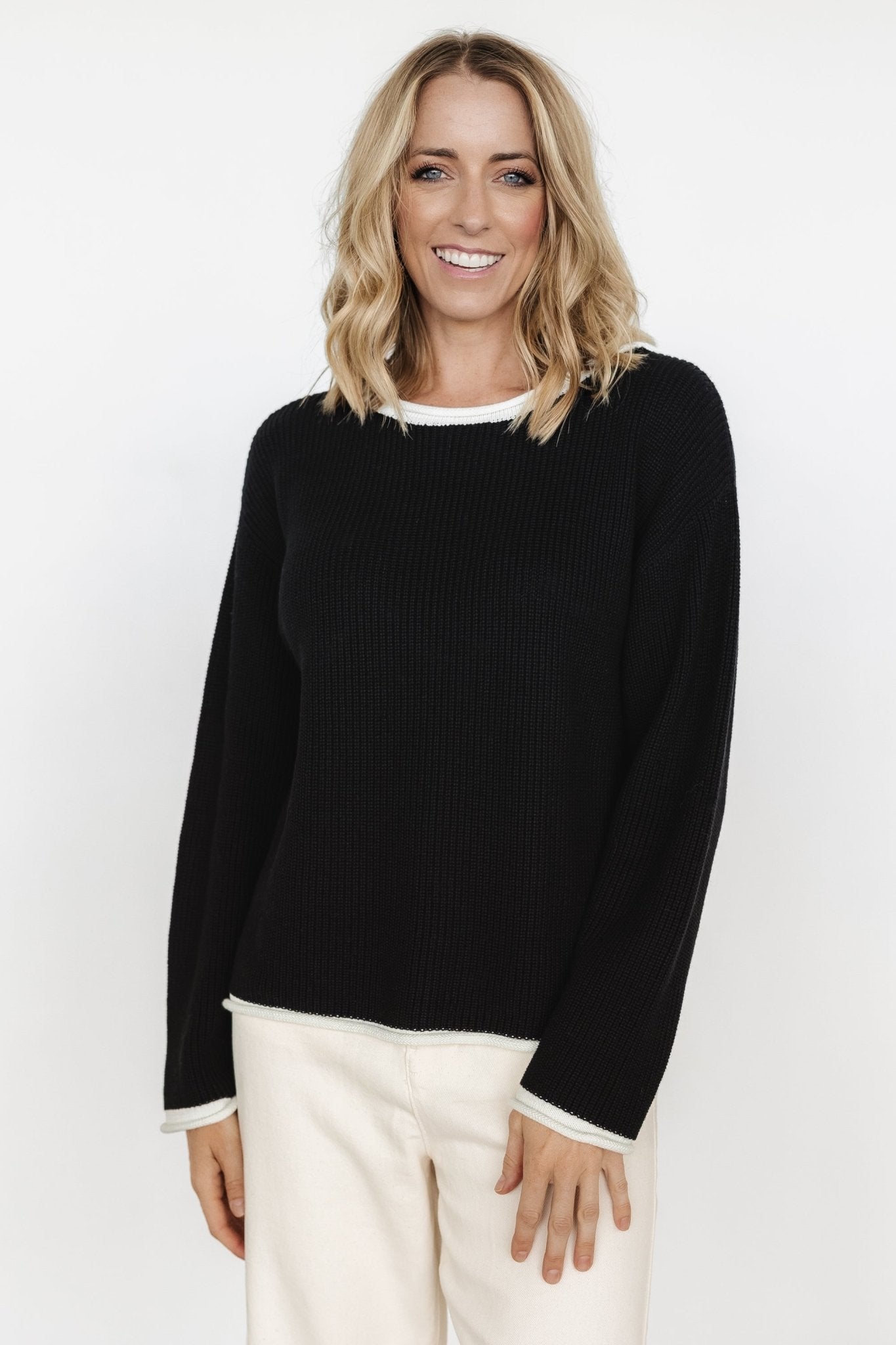 Tiffany Knit Sweater | Black + Off White - Baltic Born