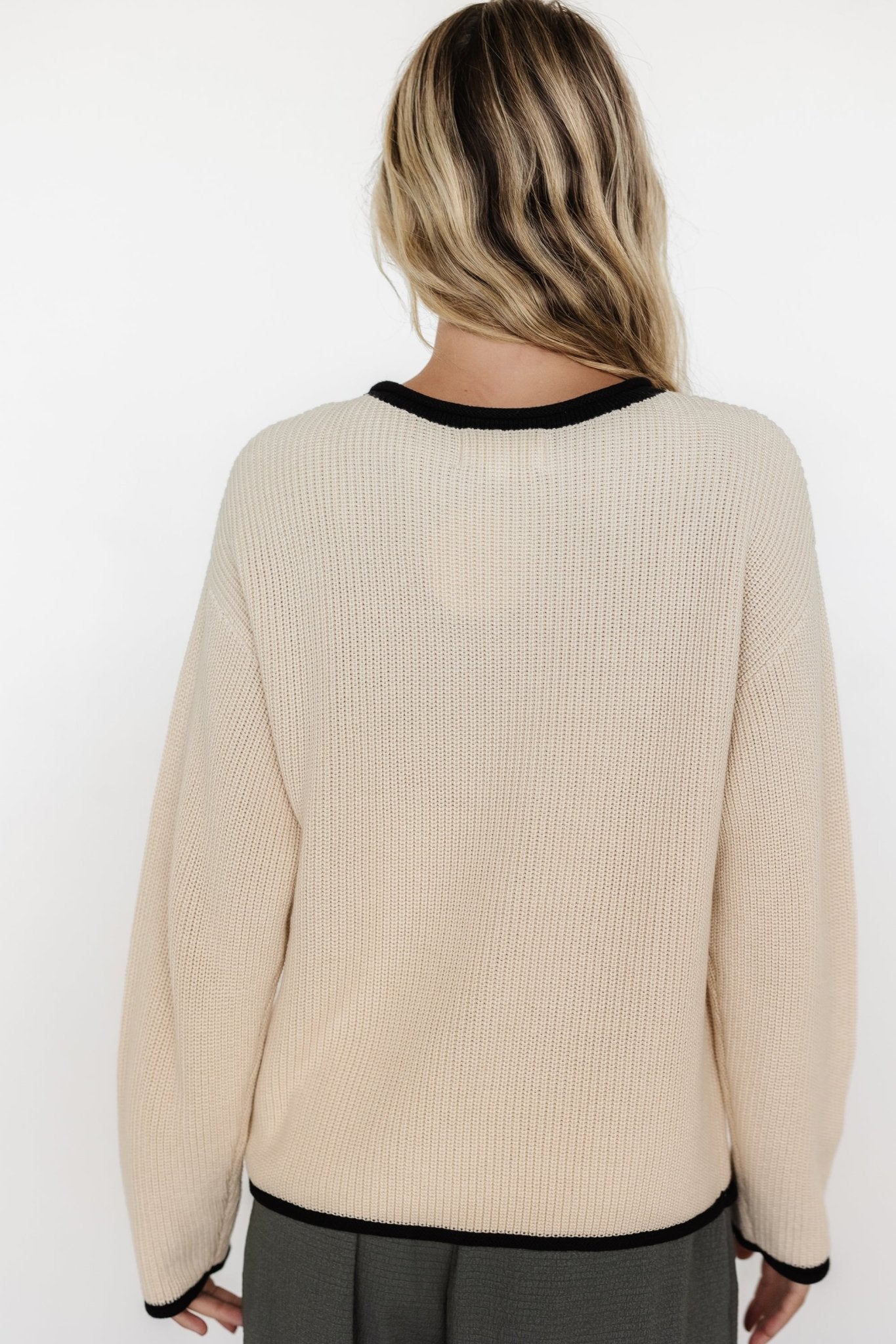 Tiffany Knit Sweater | Cream + Black - Baltic Born