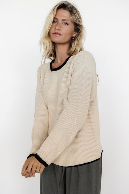 Tiffany Knit Sweater | Cream + Black - Baltic Born