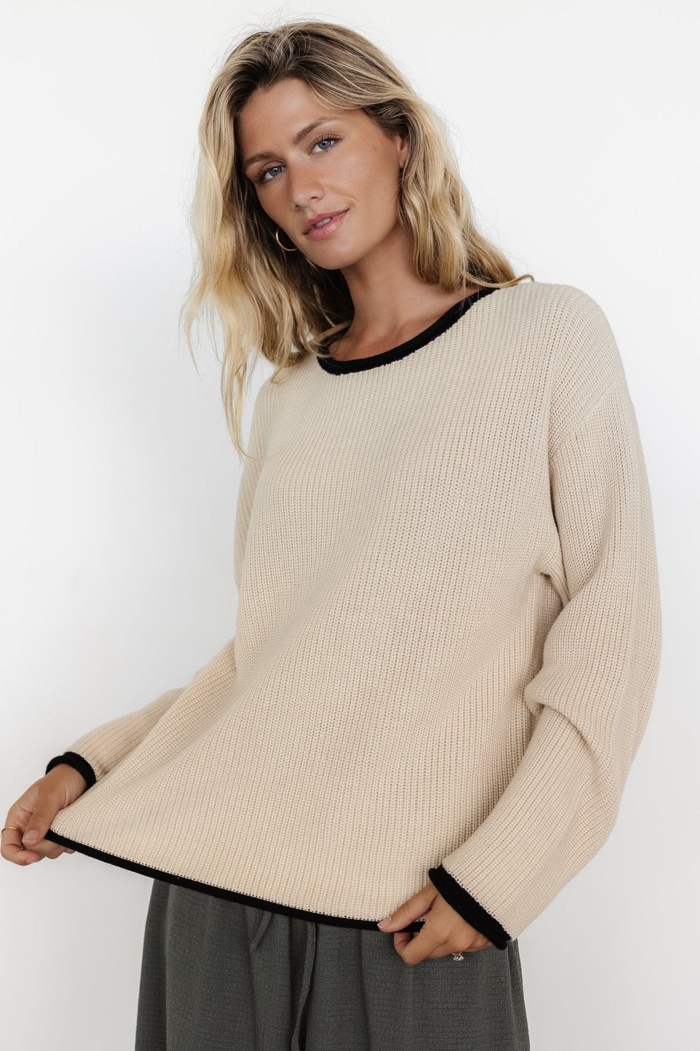 Tiffany Knit Sweater | Cream + Black - Baltic Born