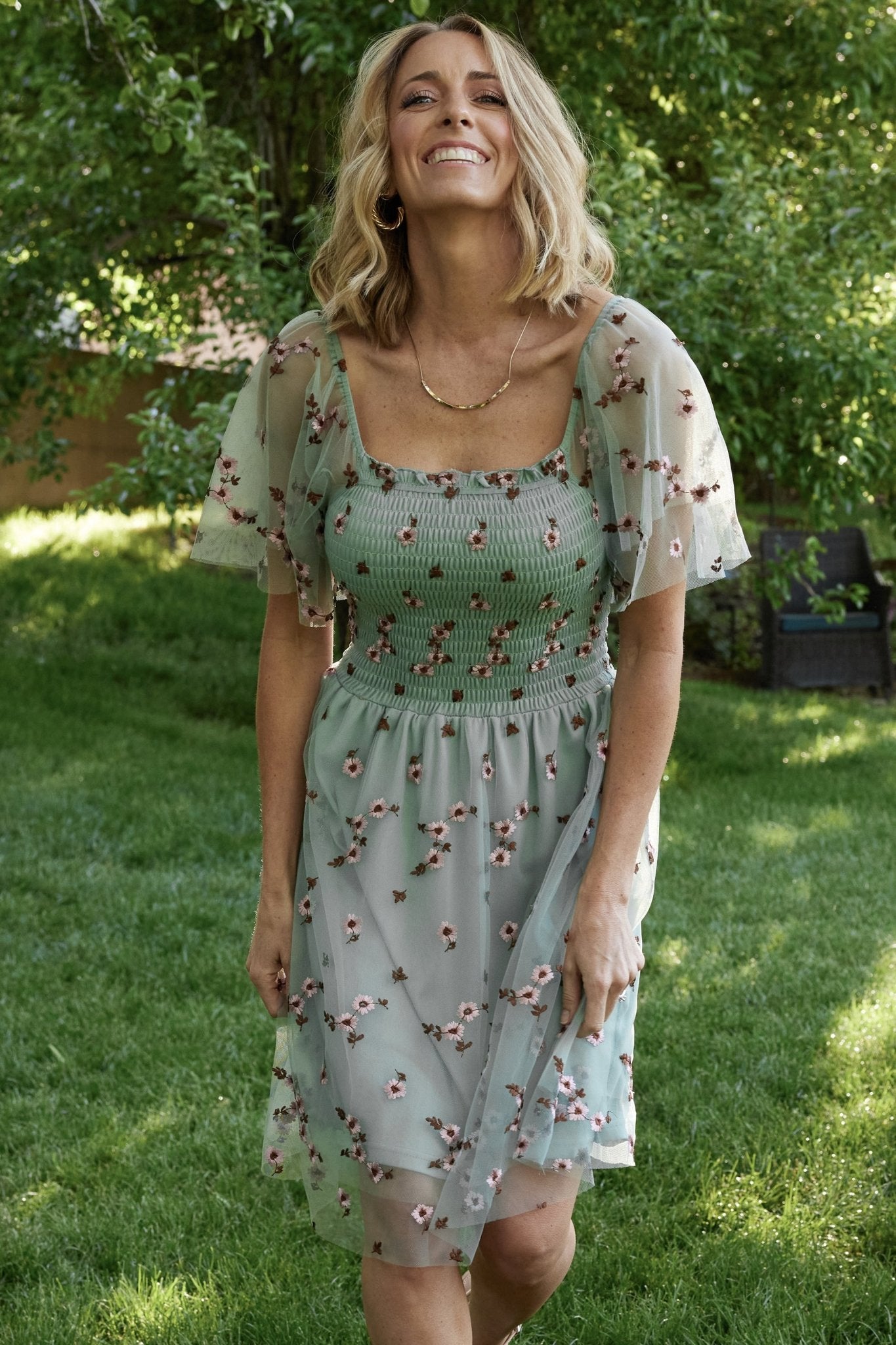 Tivoli Tulle Short Dress | Sage + Pink