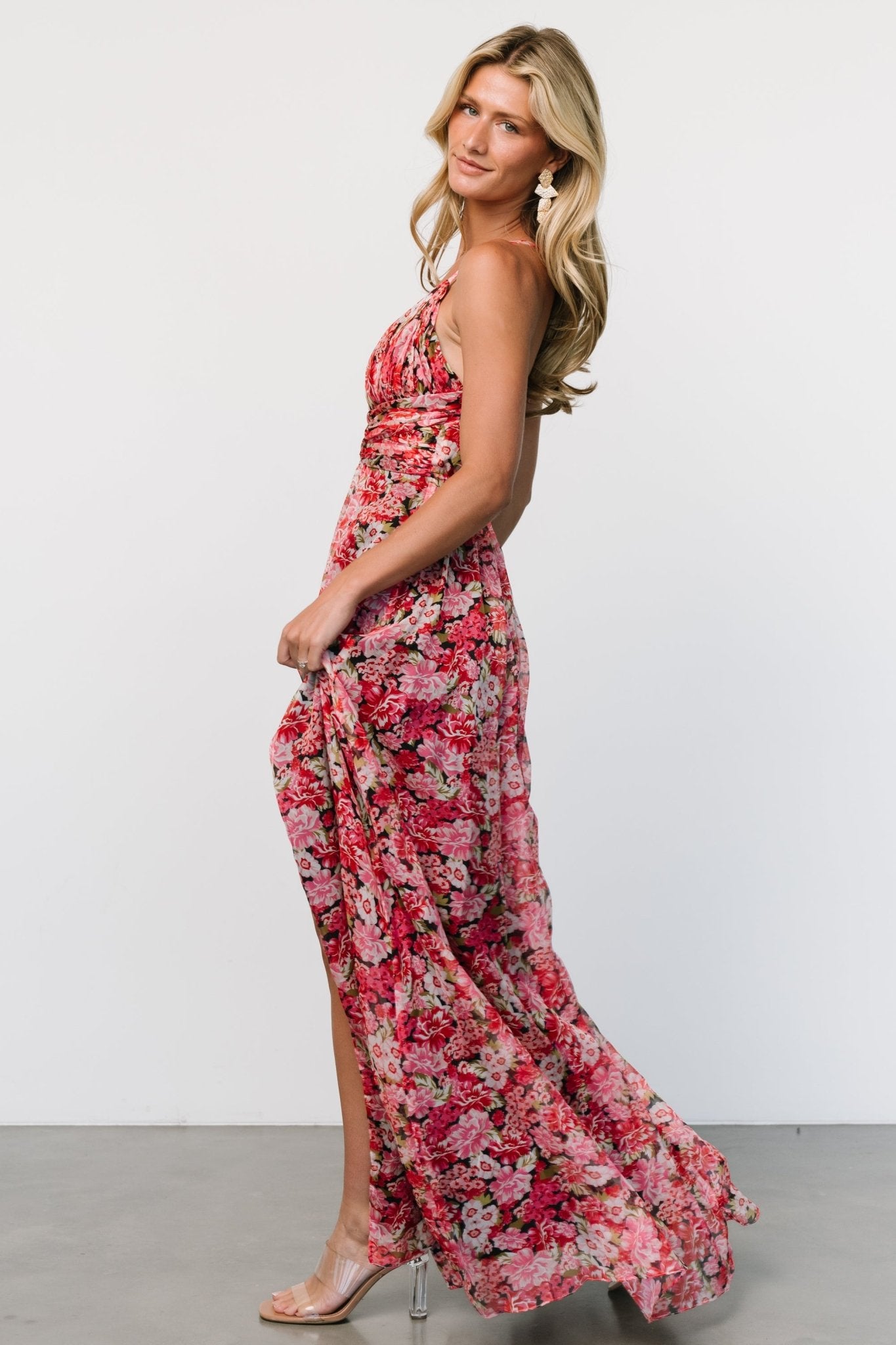 Tora Cross Back Maxi Dress | Black + Red Floral - Baltic Born