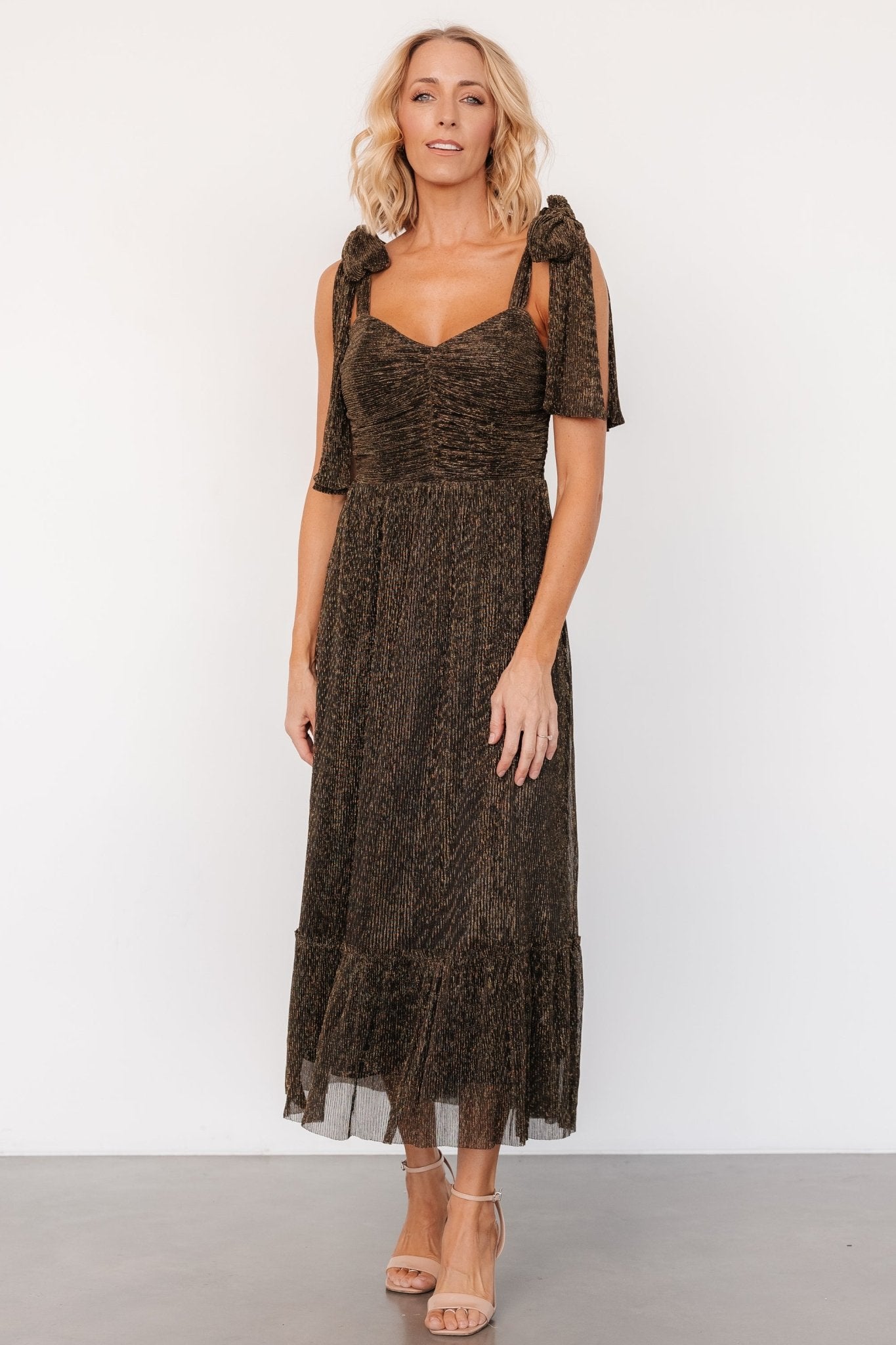 Tosha Shimmer Tank Dress | Black + Gold - Baltic Born