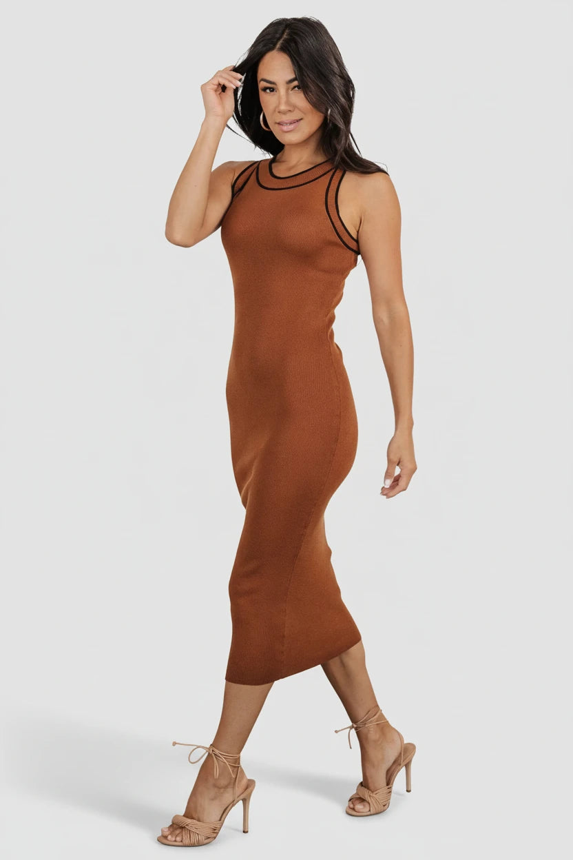 Baltic Born Womens Tove Knit Tank Midi Dress | Copper
