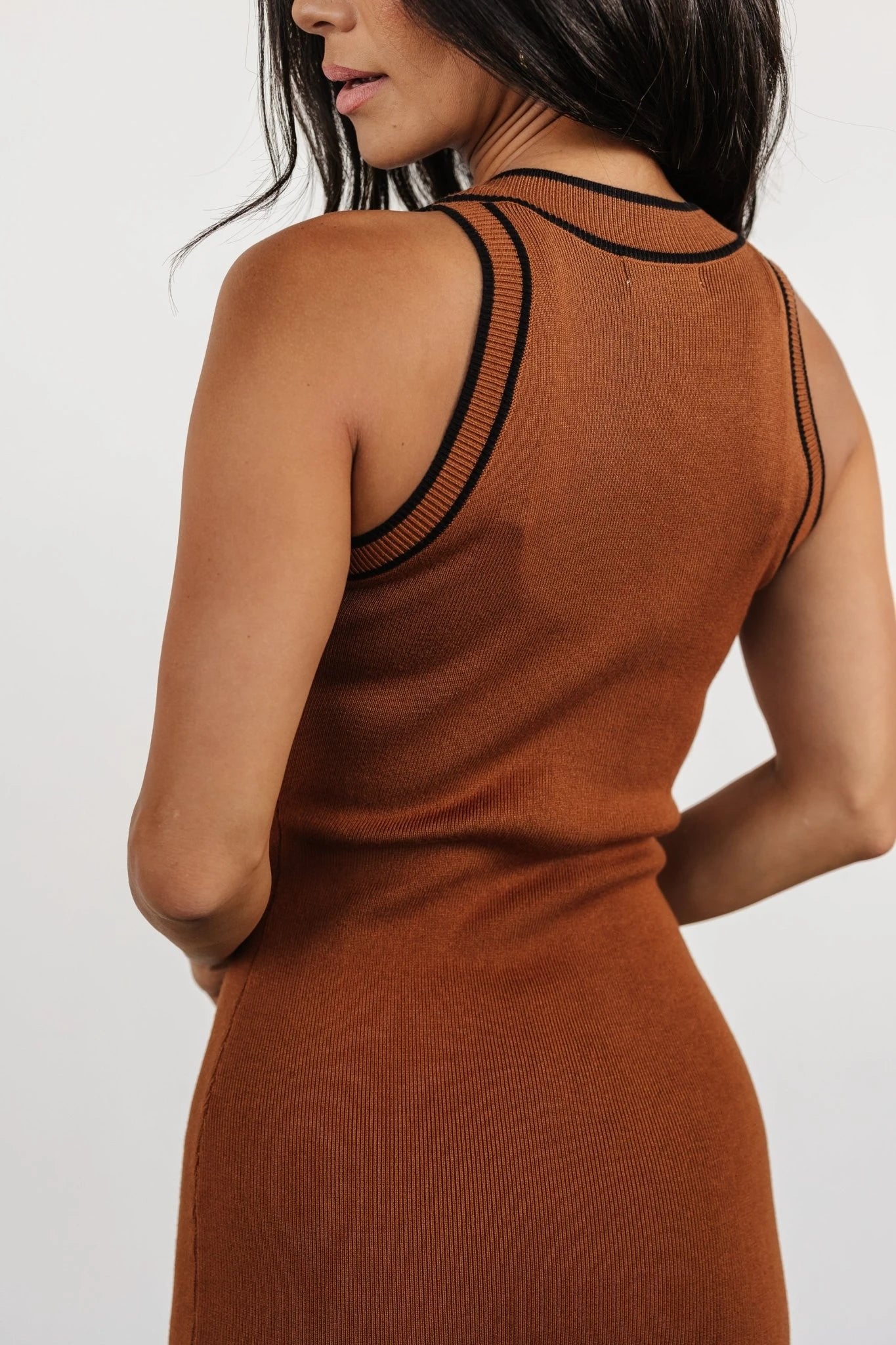 Tove Knit Tank Midi Dress Copper & Black | Baltic Born XL Tove Knit Tank Midi Dress Copper & Black | Baltic Born XL