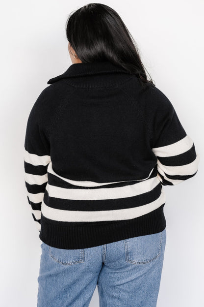 Trish Striped Sweater | Black + Off White - Baltic Born