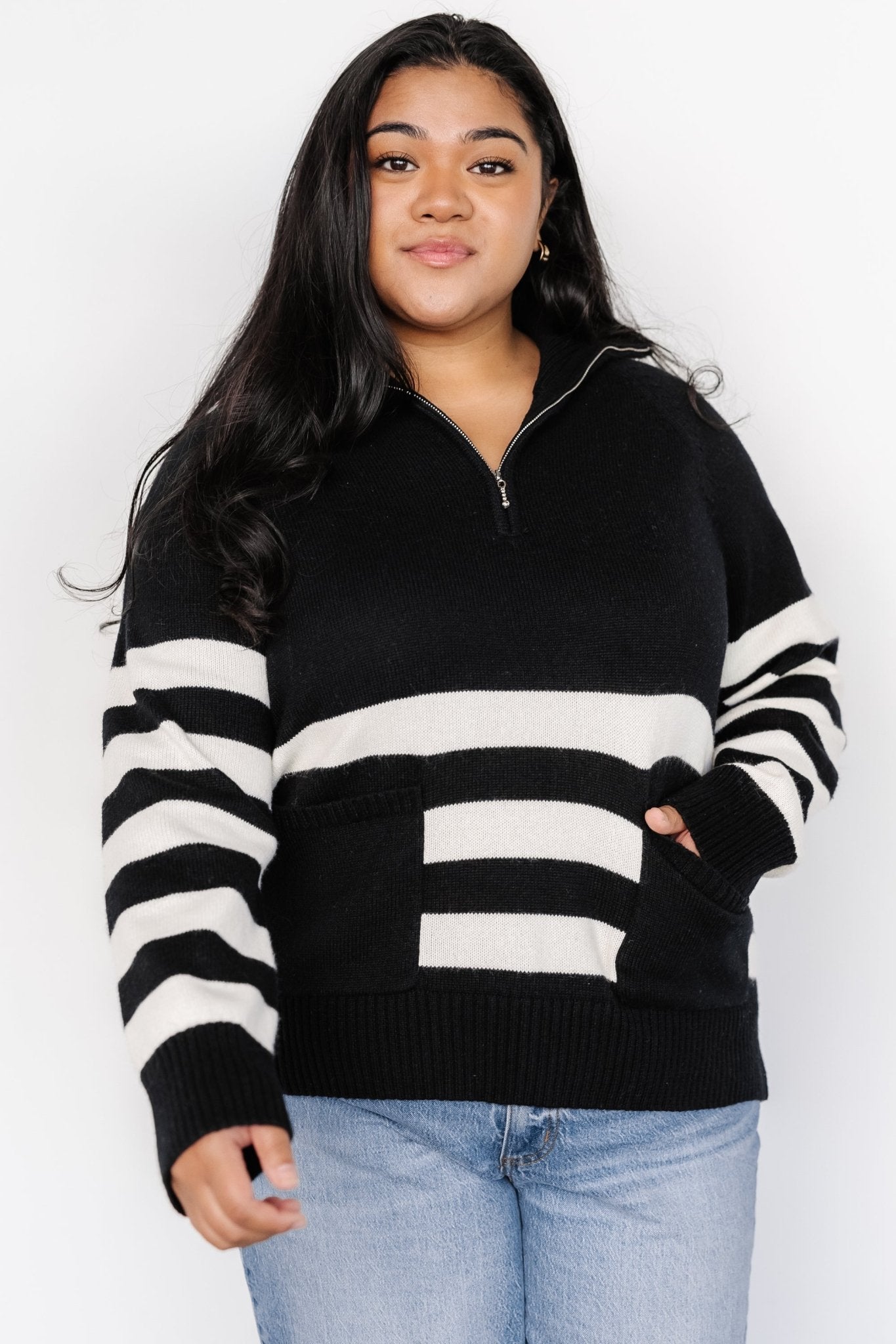 Trish Striped Sweater | Black + Off White - Baltic Born