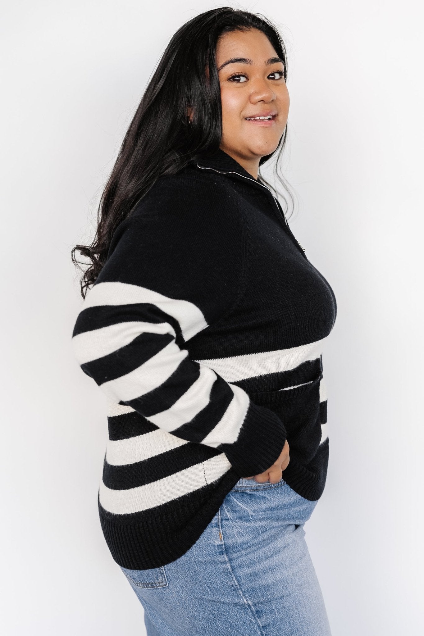 Trish Striped Sweater | Black + Off White - Baltic Born