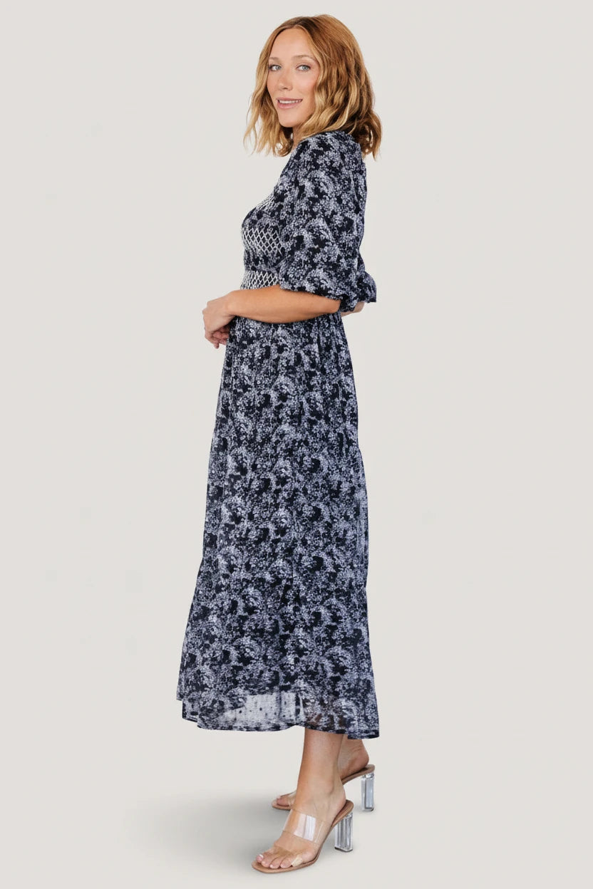 Tulsa Smocked Dress | Black + White