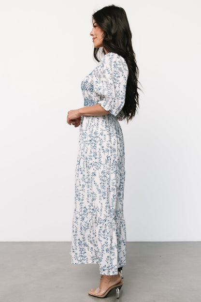 Tulsa Smocked Dress | Off White + Blue - Baltic Born