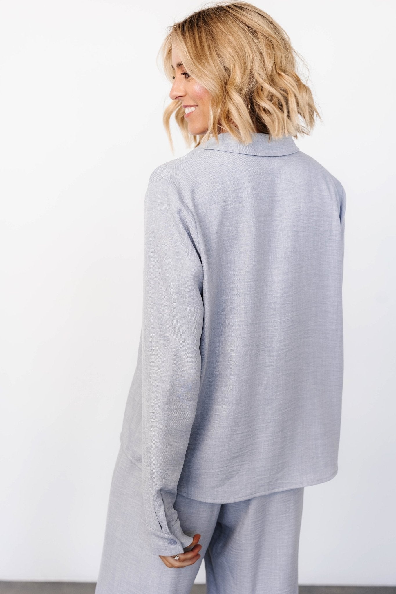 Tuscany Button Top | Blue Gray - Baltic Born