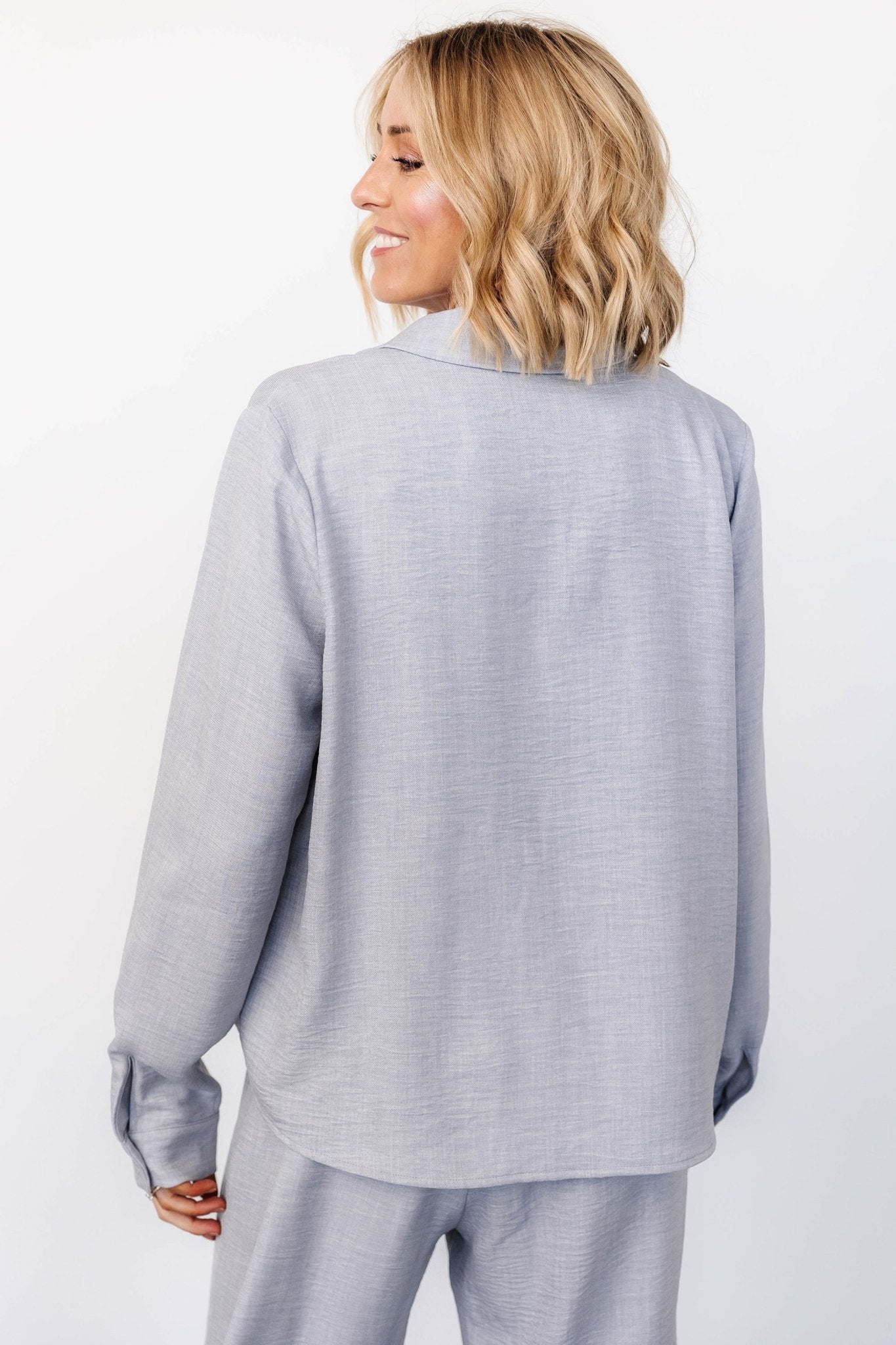 Tuscany Button Top | Blue Gray - Baltic Born