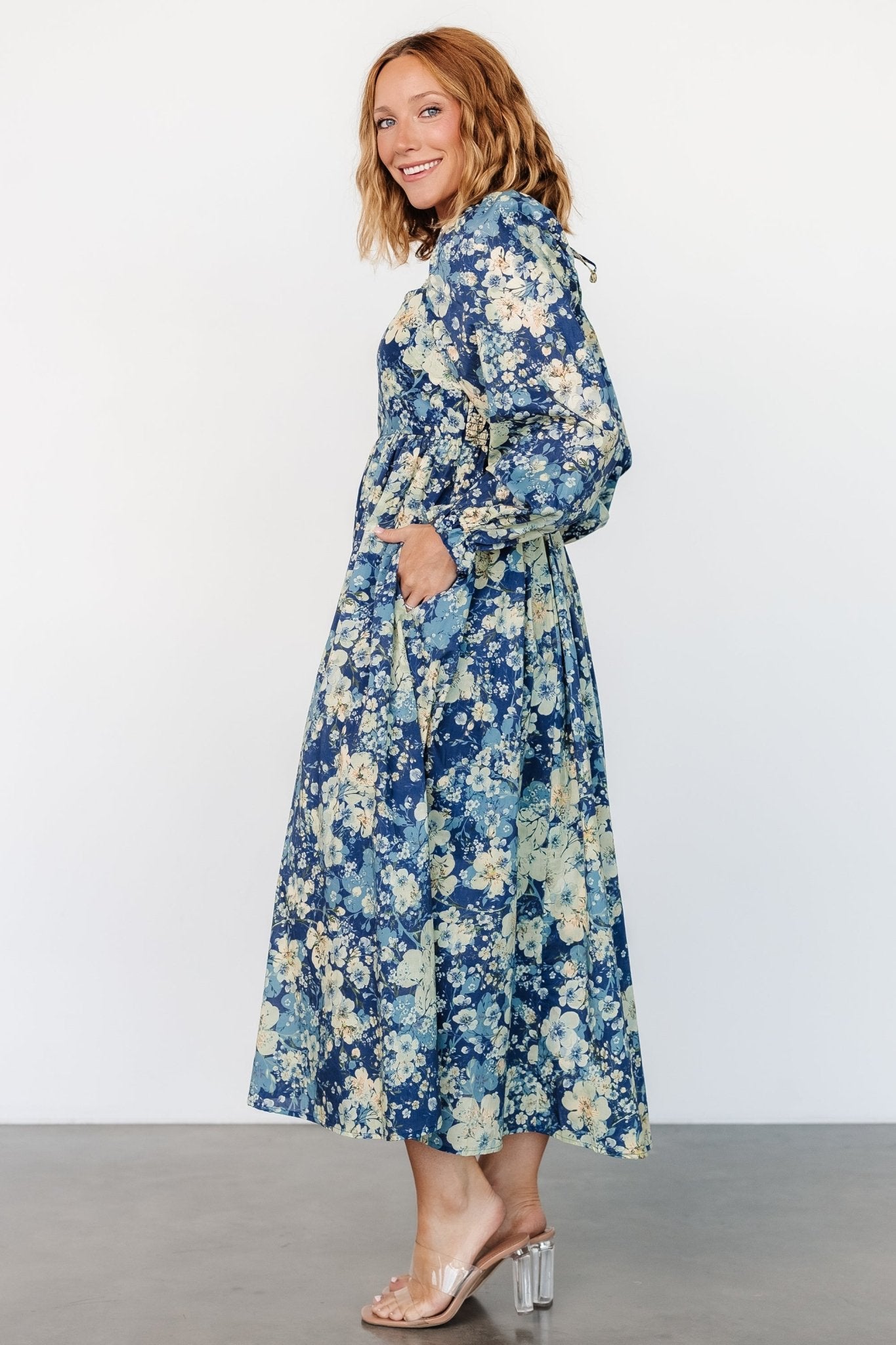 Twyla Dress | Blue + Cream Floral - Baltic Born