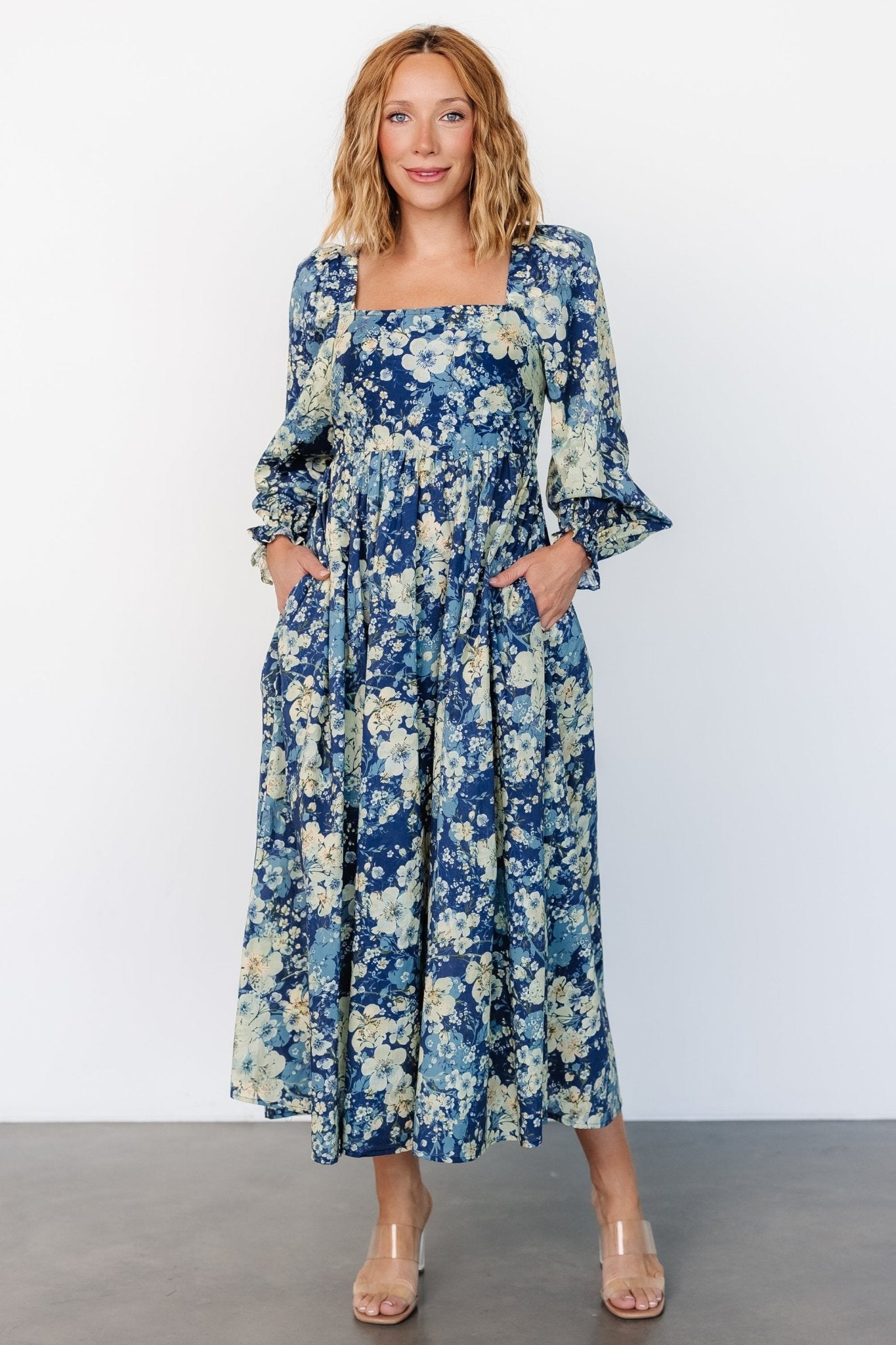 Twyla Dress | Blue + Cream Floral - Baltic Born