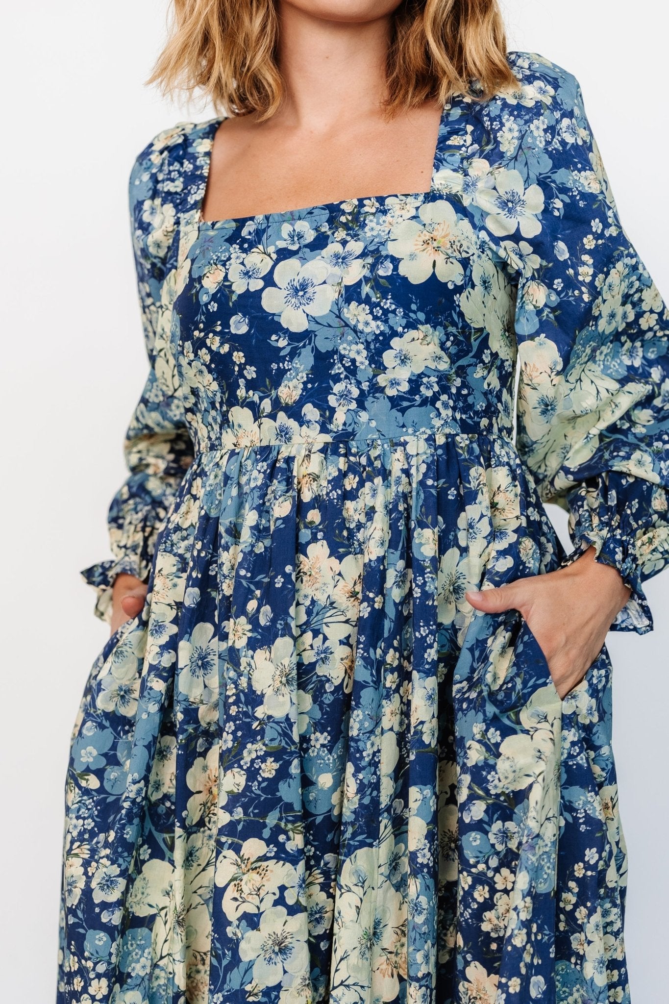 Twyla Dress | Blue + Cream Floral - Baltic Born