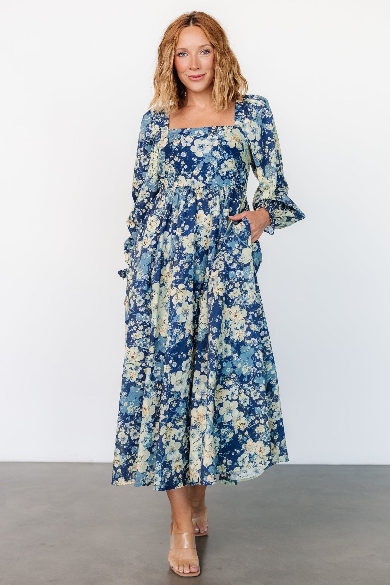 Twyla Dress | Blue + Cream Floral - Baltic Born