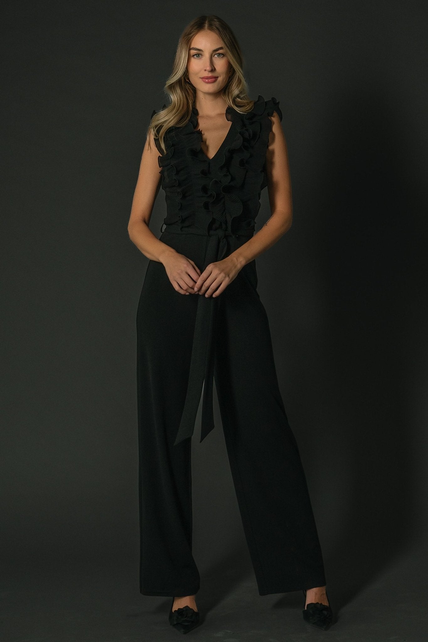 Tyra Ruffle Tank Jumpsuit | Black - Baltic Born