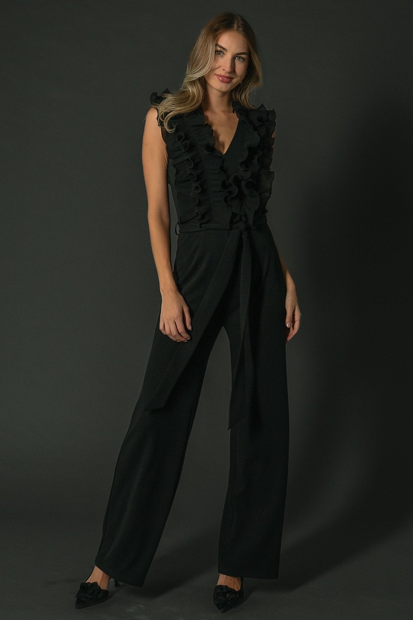 Tyra Ruffle Tank Jumpsuit | Black - Baltic Born