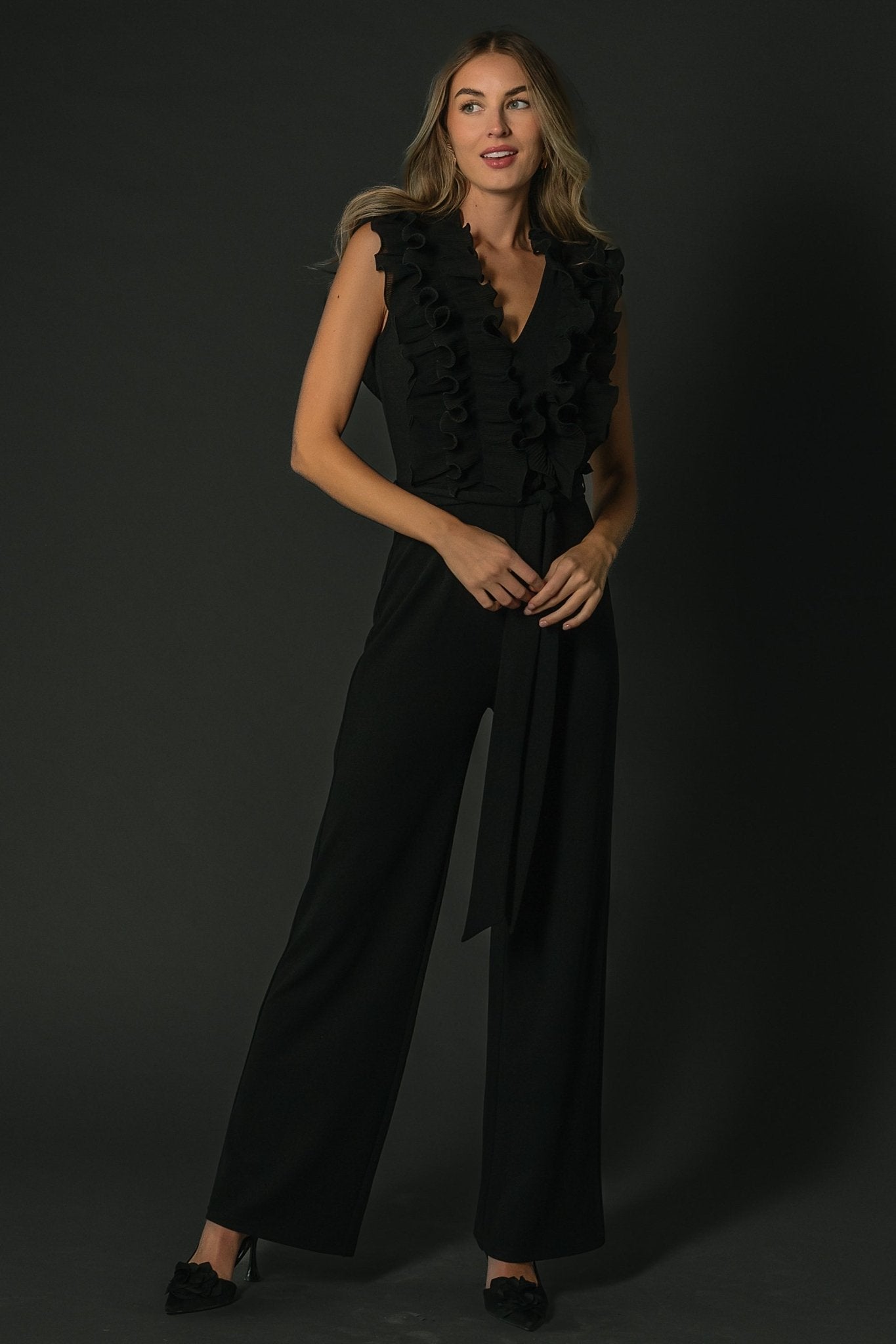 Tyra Ruffle Tank Jumpsuit | Black - Baltic Born