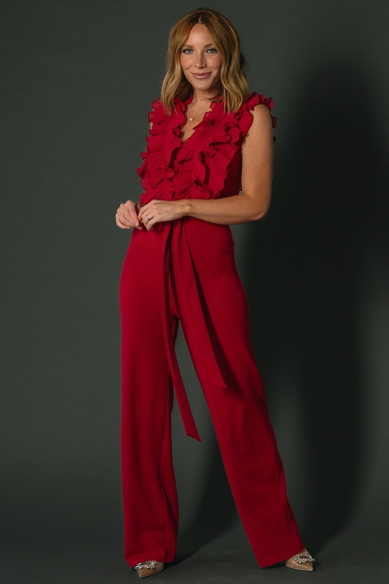 Tyra Ruffle Tank Jumpsuit | Burgundy - Baltic Born