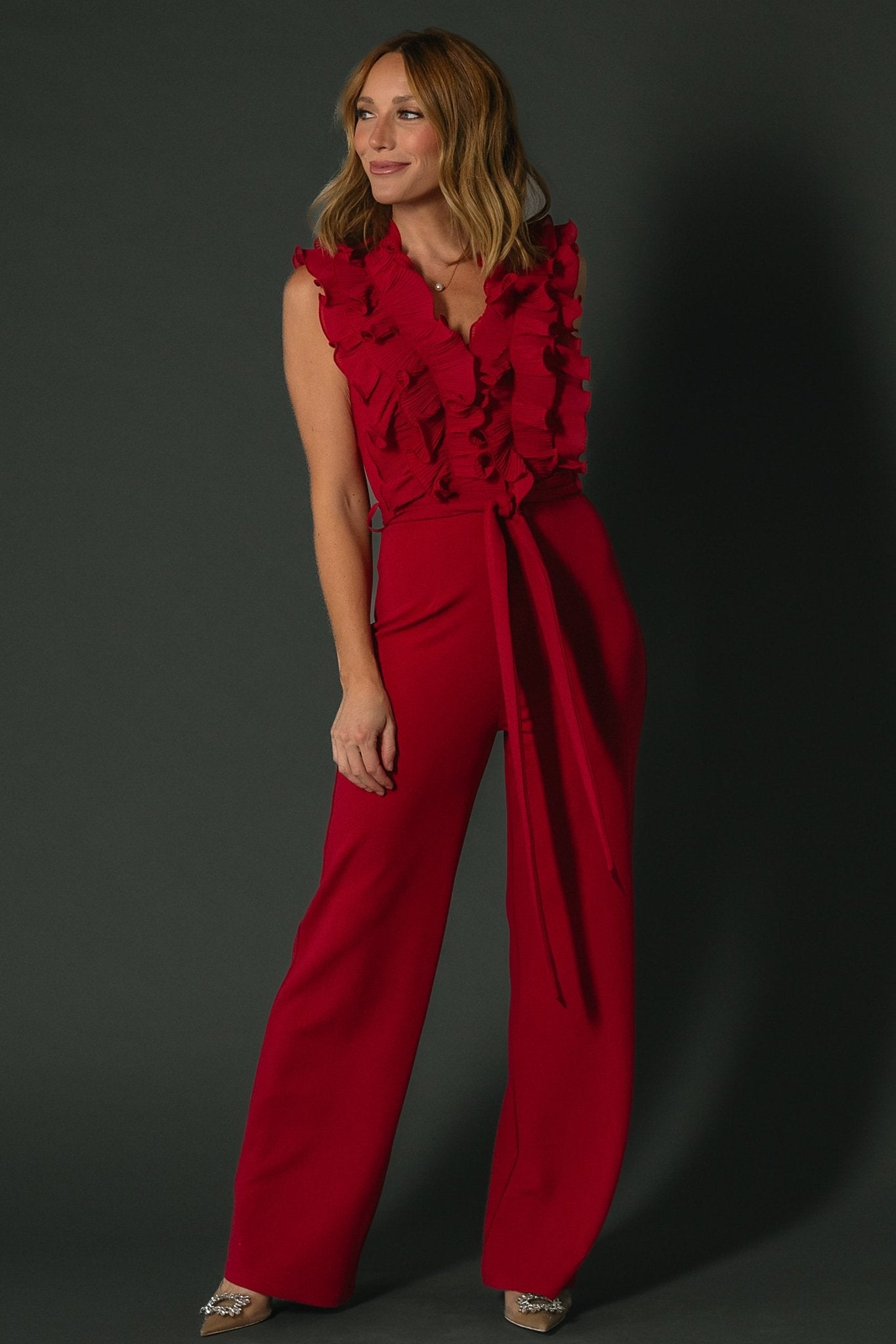 Tyra Ruffle Tank Jumpsuit | Burgundy - Baltic Born