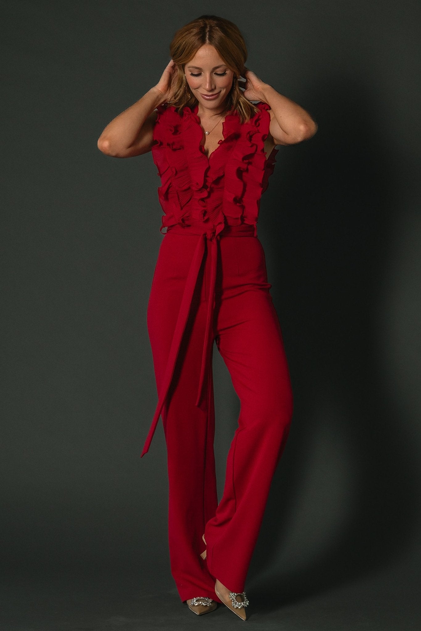 Tyra Ruffle Tank Jumpsuit | Burgundy - Baltic Born