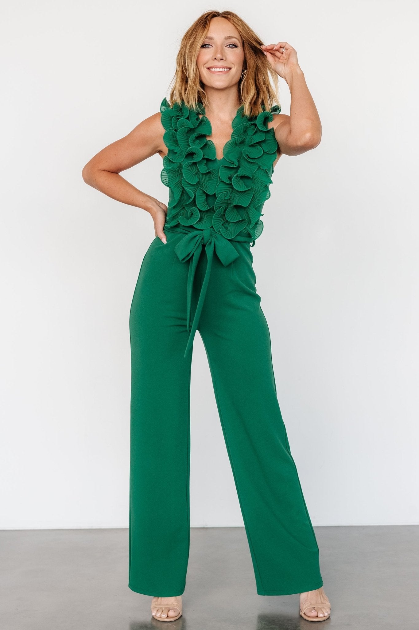 Tyra Ruffle Tank Jumpsuit | Green - Baltic Born