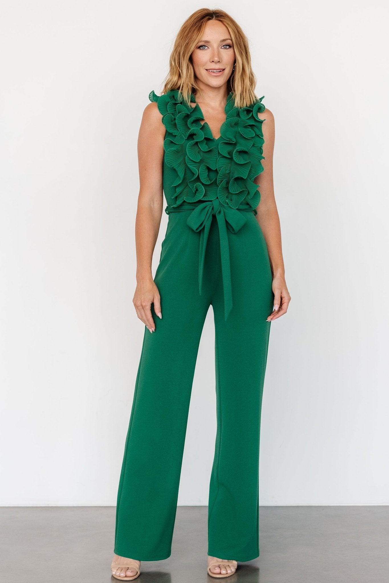 Tyra Ruffle Tank Jumpsuit | Green - Baltic Born