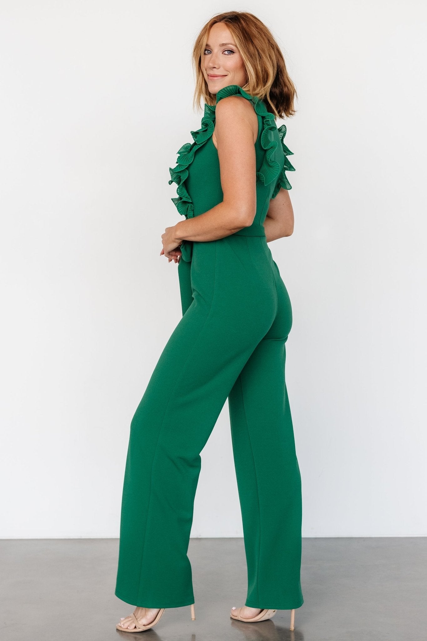 Tyra Ruffle Tank Jumpsuit | Green - Baltic Born