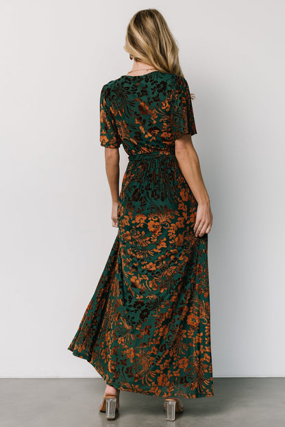 Uma Velvet Maxi Dress | Bronze + Jade - Baltic Born