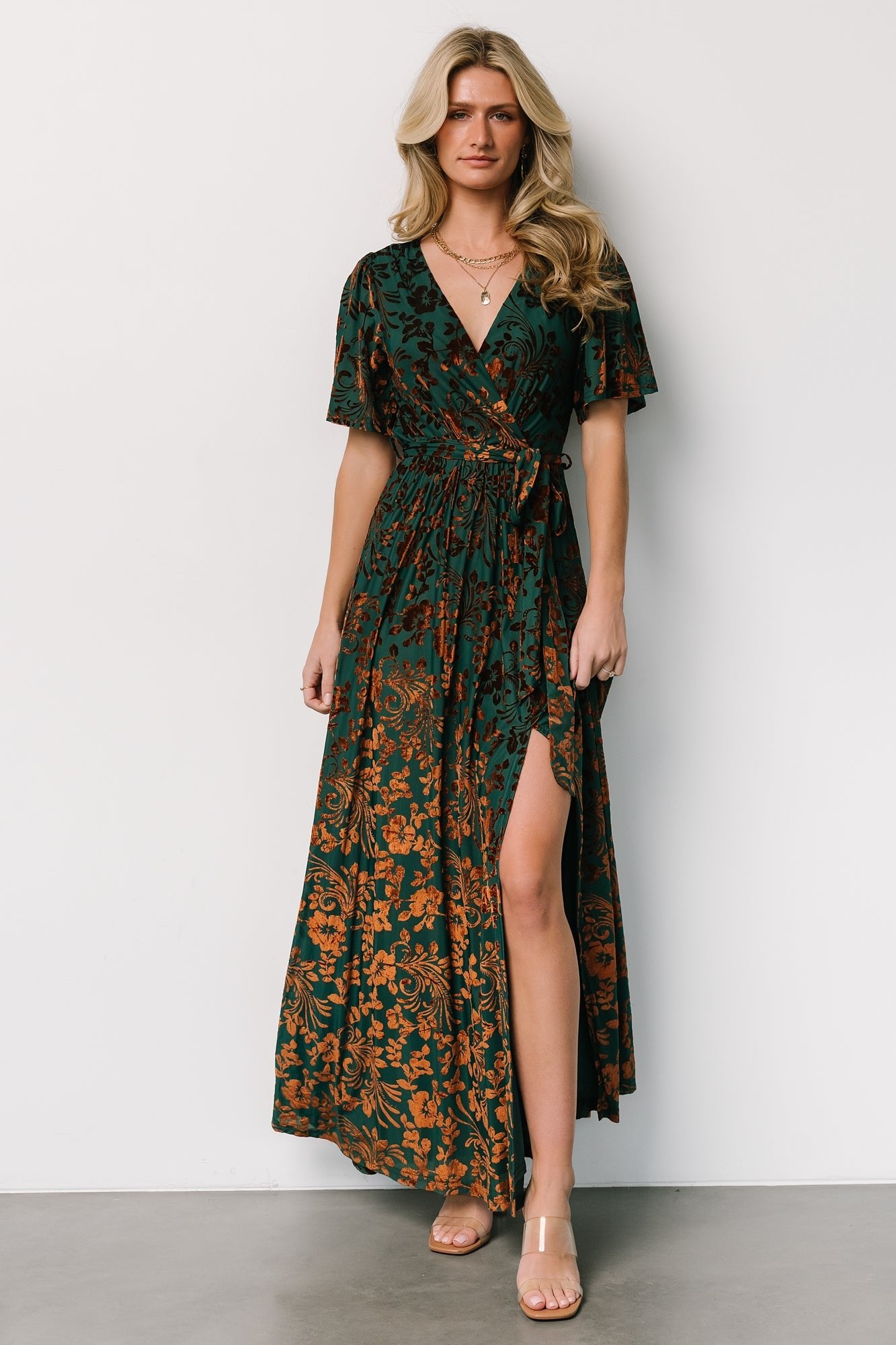 Uma Velvet Maxi Dress | Bronze + Jade - Baltic Born