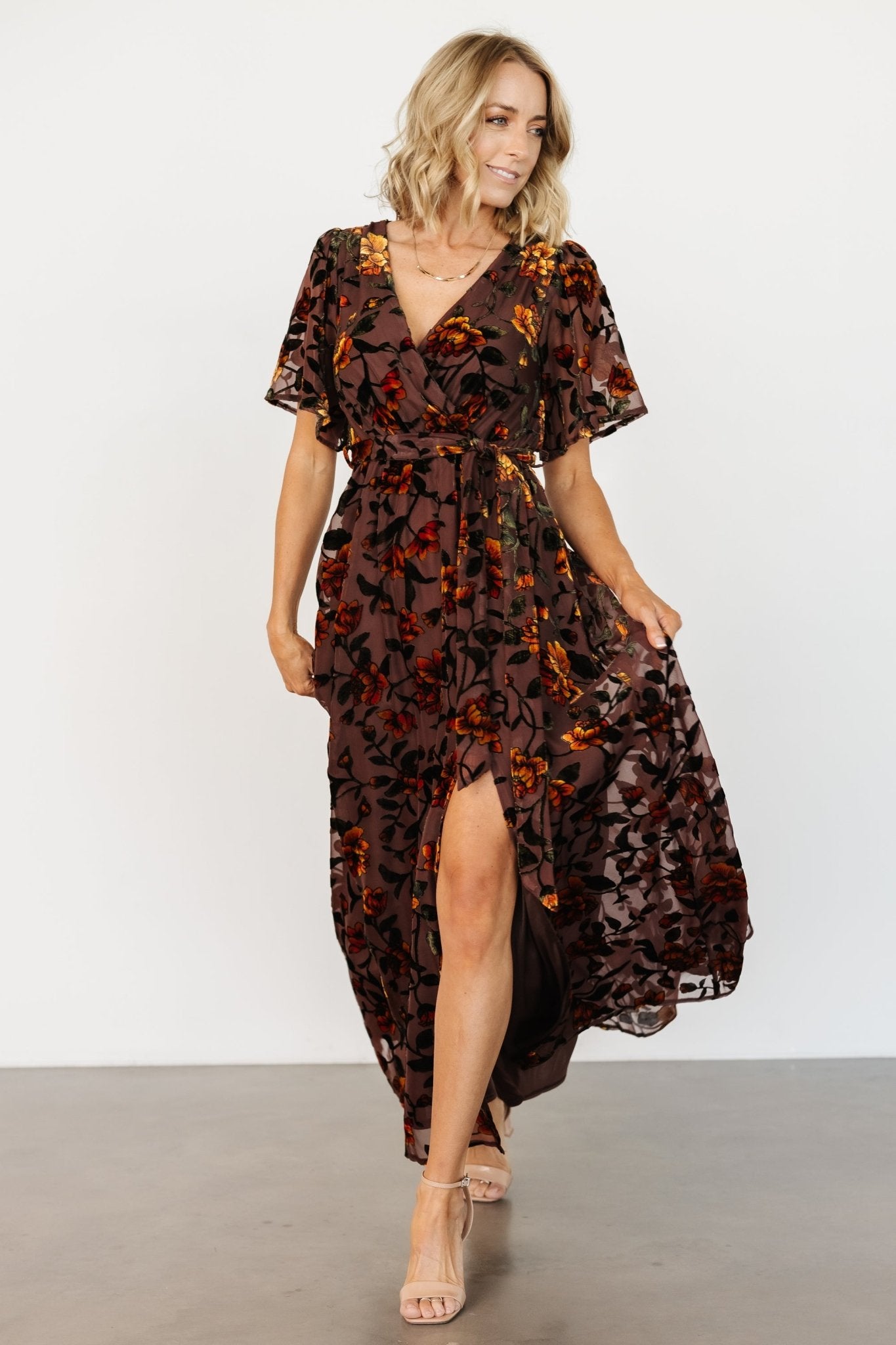 Uma Velvet Maxi Dress | Clove + Amber Floral - Baltic Born