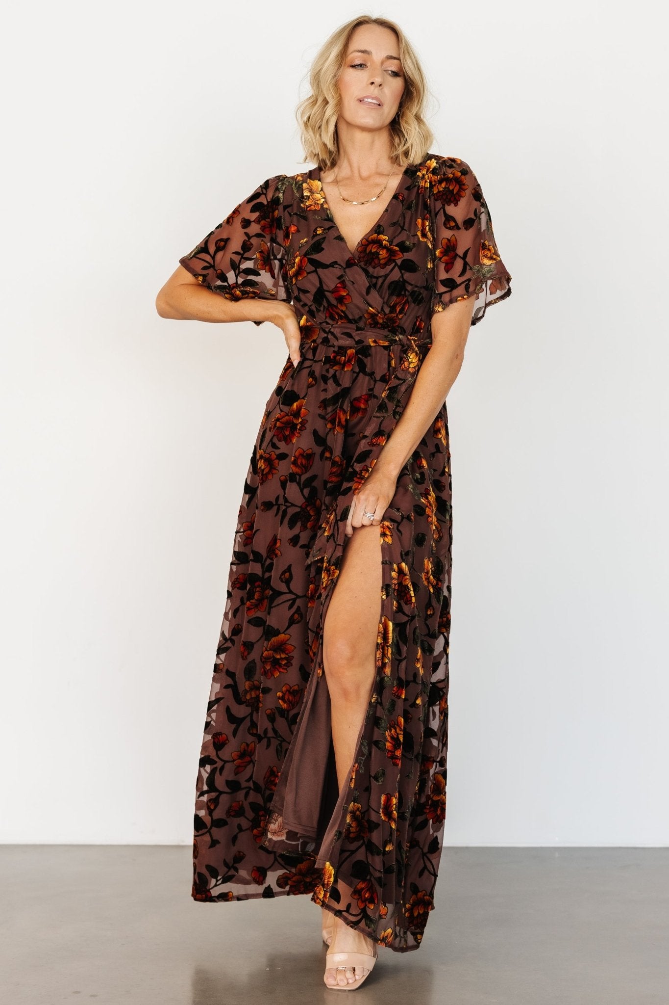 Uma Velvet Maxi Dress | Clove + Amber Floral - Baltic Born