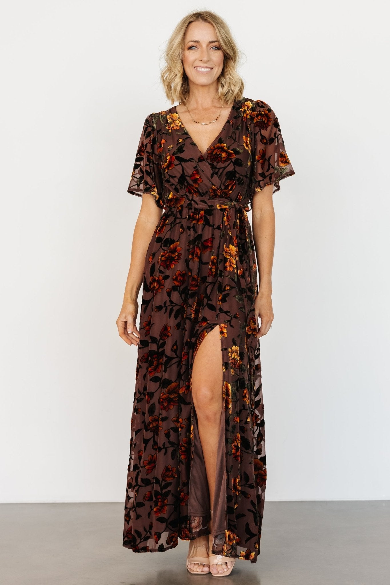 Uma Velvet Maxi Dress | Clove + Amber Floral - Baltic Born