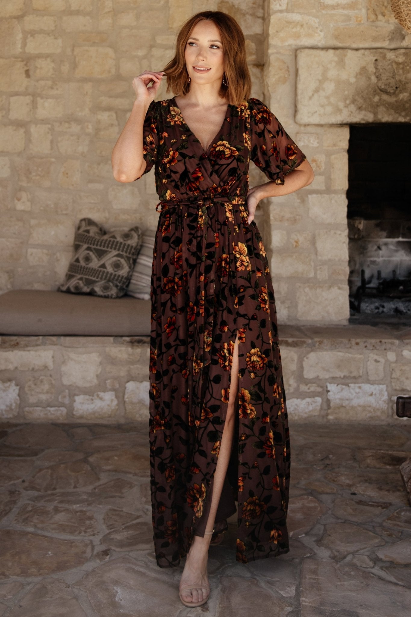 Uma Velvet Maxi Dress | Clove + Amber Floral - Baltic Born