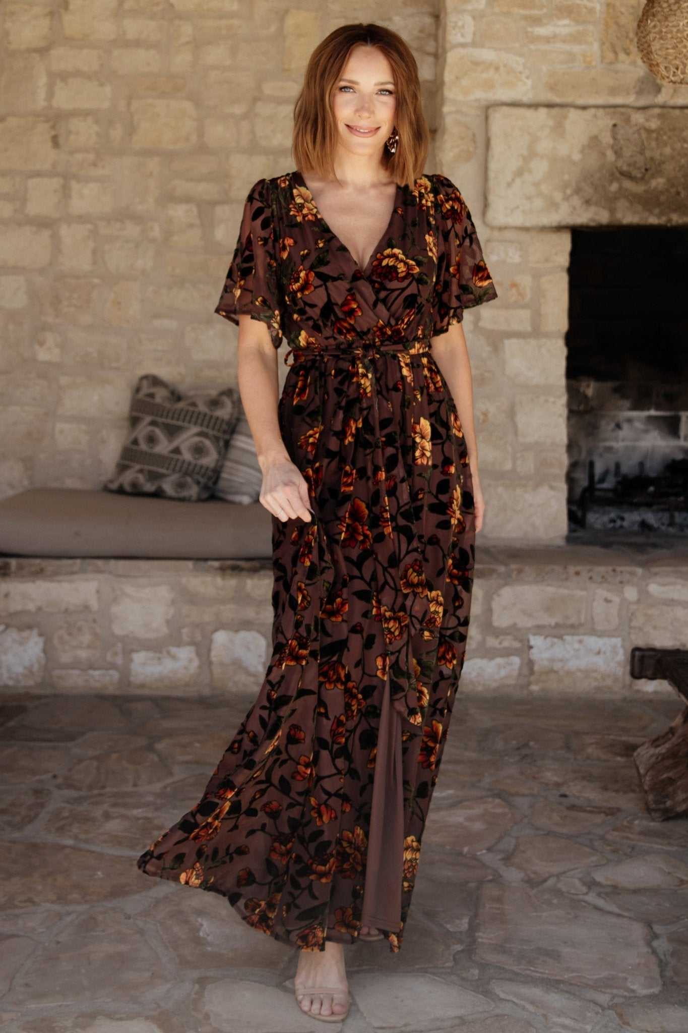 Uma Velvet Maxi Dress | Clove + Amber Floral - Baltic Born