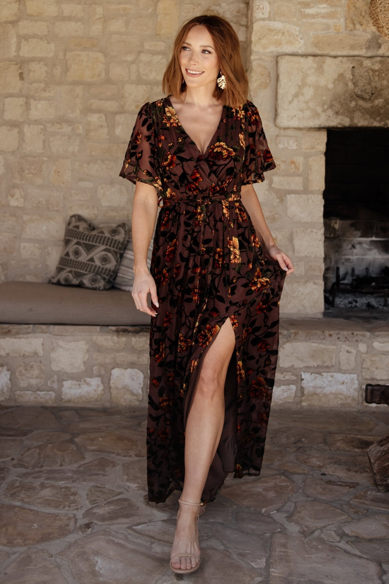 Uma Velvet Maxi Dress | Clove + Amber Floral - Baltic Born