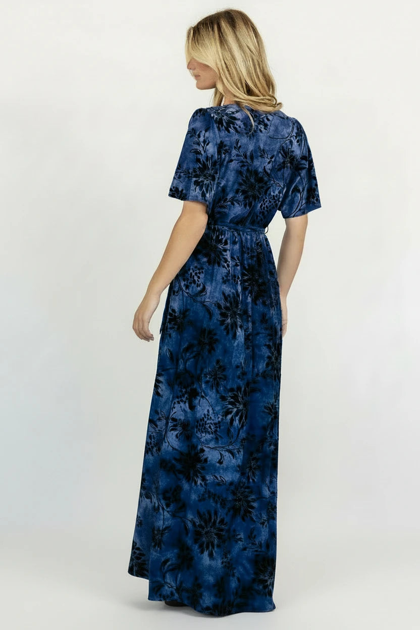 Uma Velvet Maxi Dress | Navy