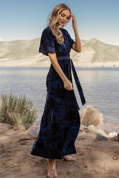 Uma Velvet Maxi Dress | Navy - Baltic Born