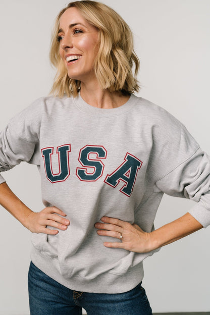 USA Oversized Sweatshirt | Heather Gray - Baltic Born