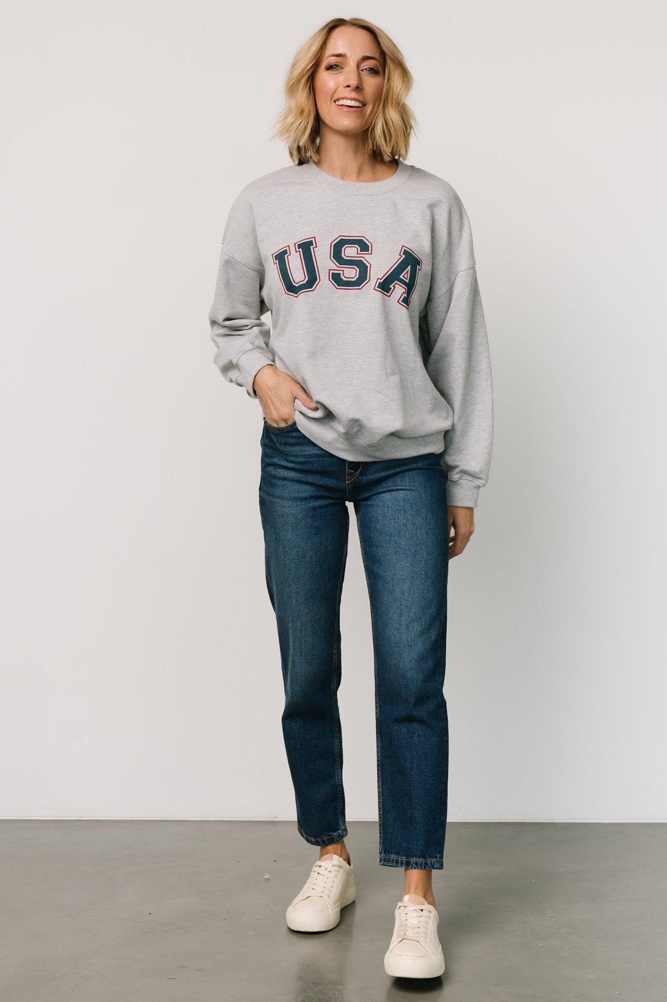 USA Oversized Sweatshirt | Heather Gray - Baltic Born