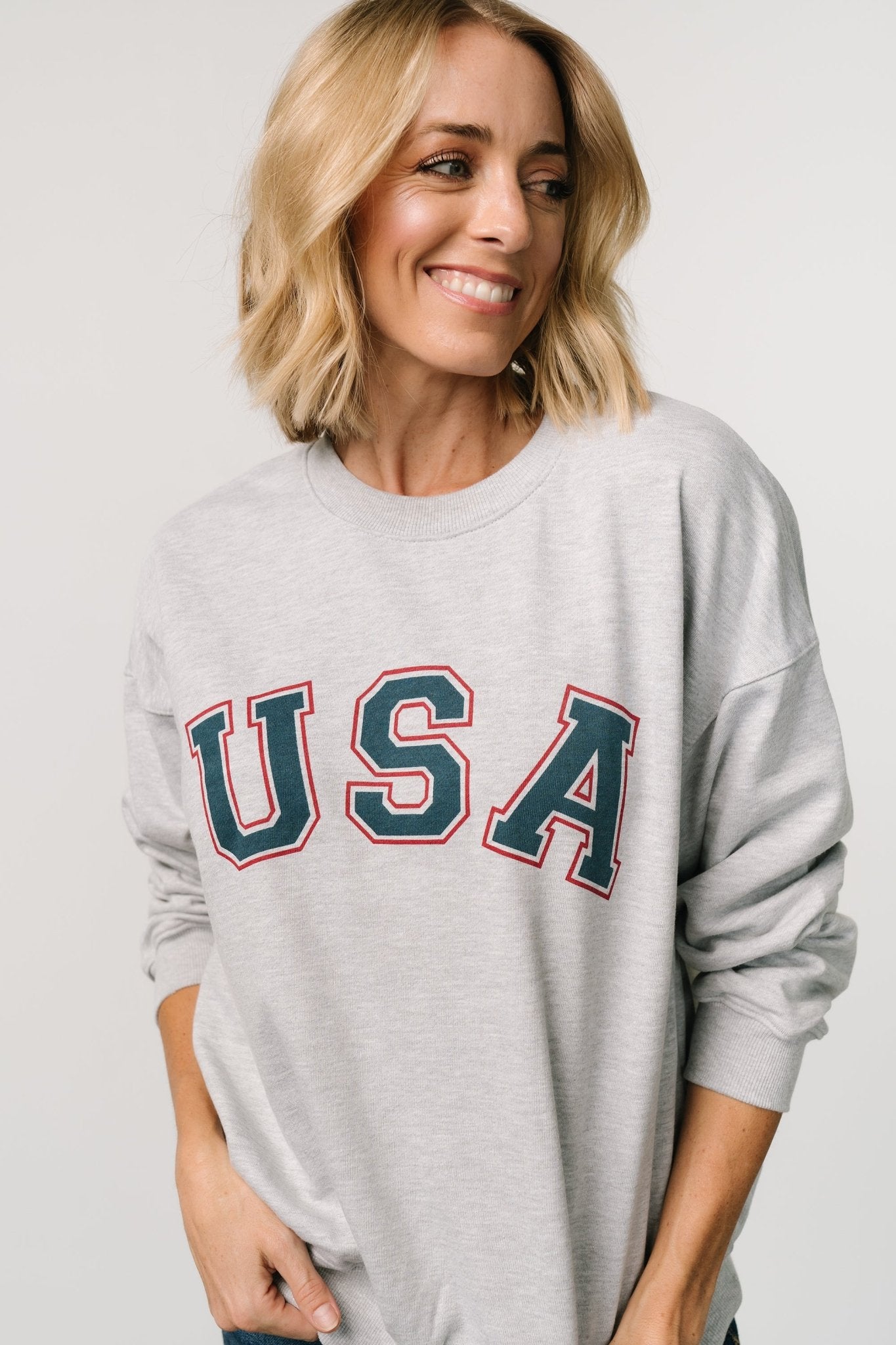 USA Oversized Sweatshirt | Heather Gray - Baltic Born