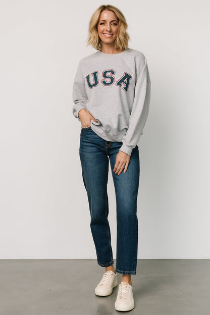 USA Oversized Sweatshirt | Heather Gray - Baltic Born