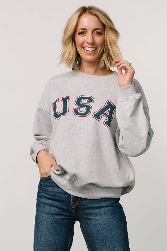 USA Oversized Sweatshirt | Heather Gray - Baltic Born