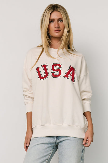 USA Oversized Sweatshirt | Ivory - Baltic Born