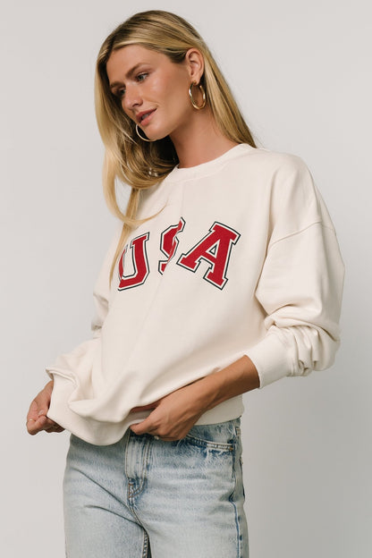 USA Oversized Sweatshirt | Ivory - Baltic Born