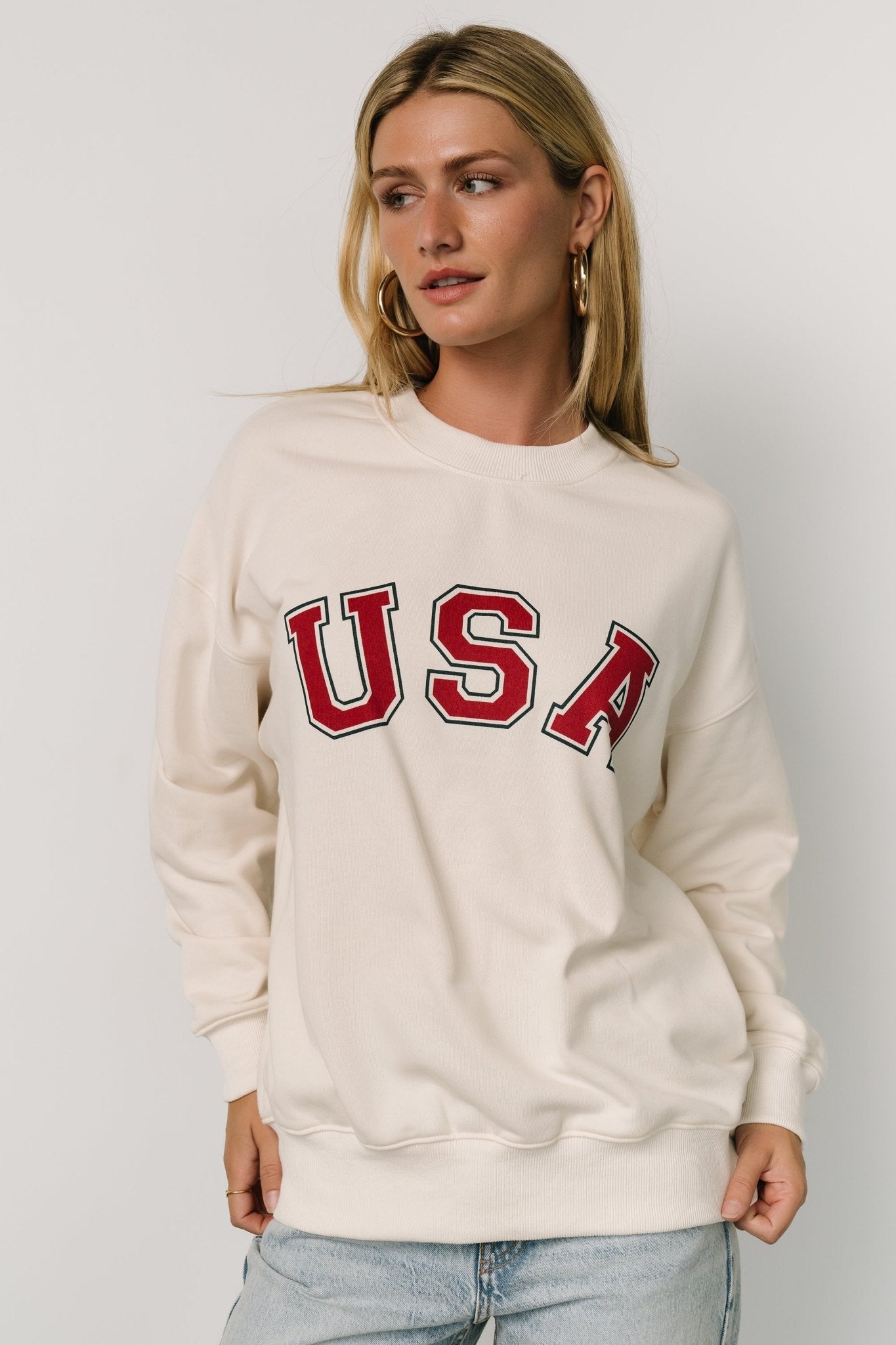 USA Oversized Sweatshirt | Ivory - Baltic Born