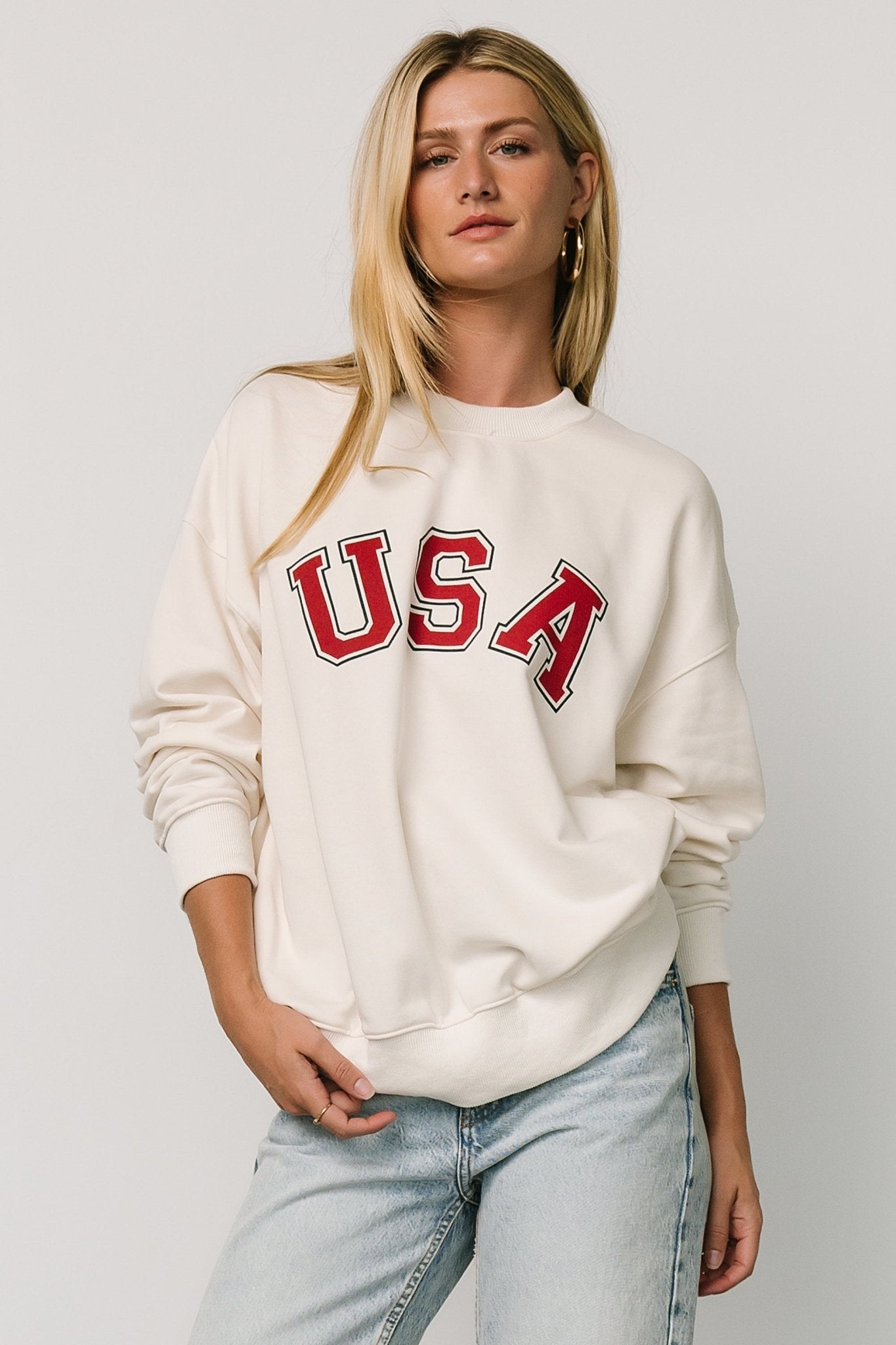 USA Oversized Sweatshirt | Ivory - Baltic Born