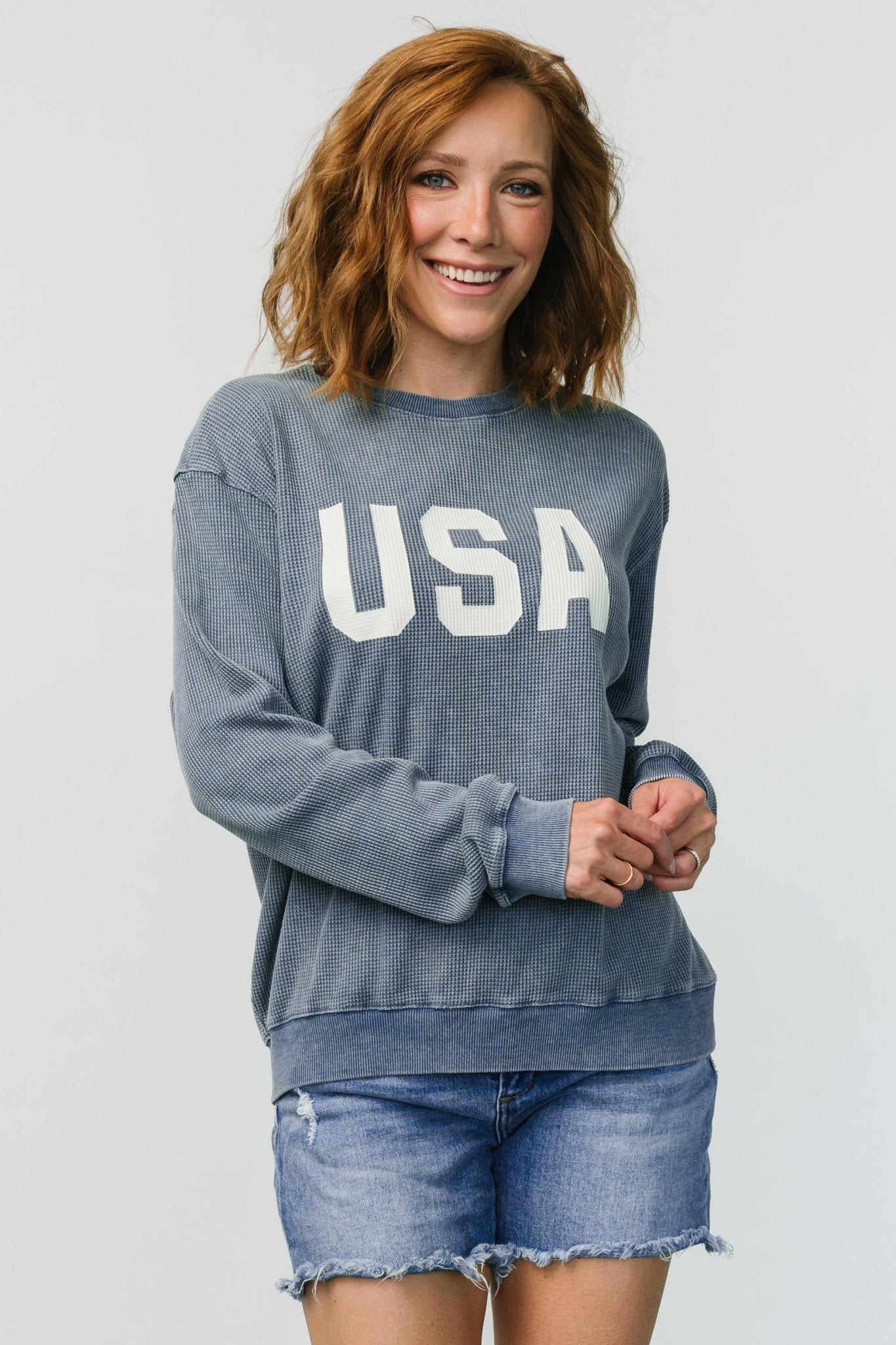 USA Sweater Top | Slate Blue - Baltic Born