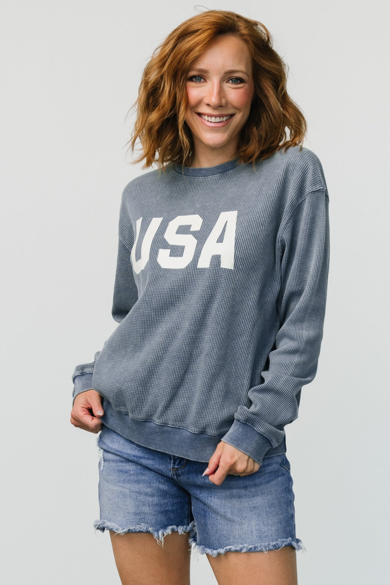 USA Sweater Top | Slate Blue - Baltic Born